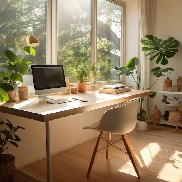 A minimalist workspace with a focus on natural light.